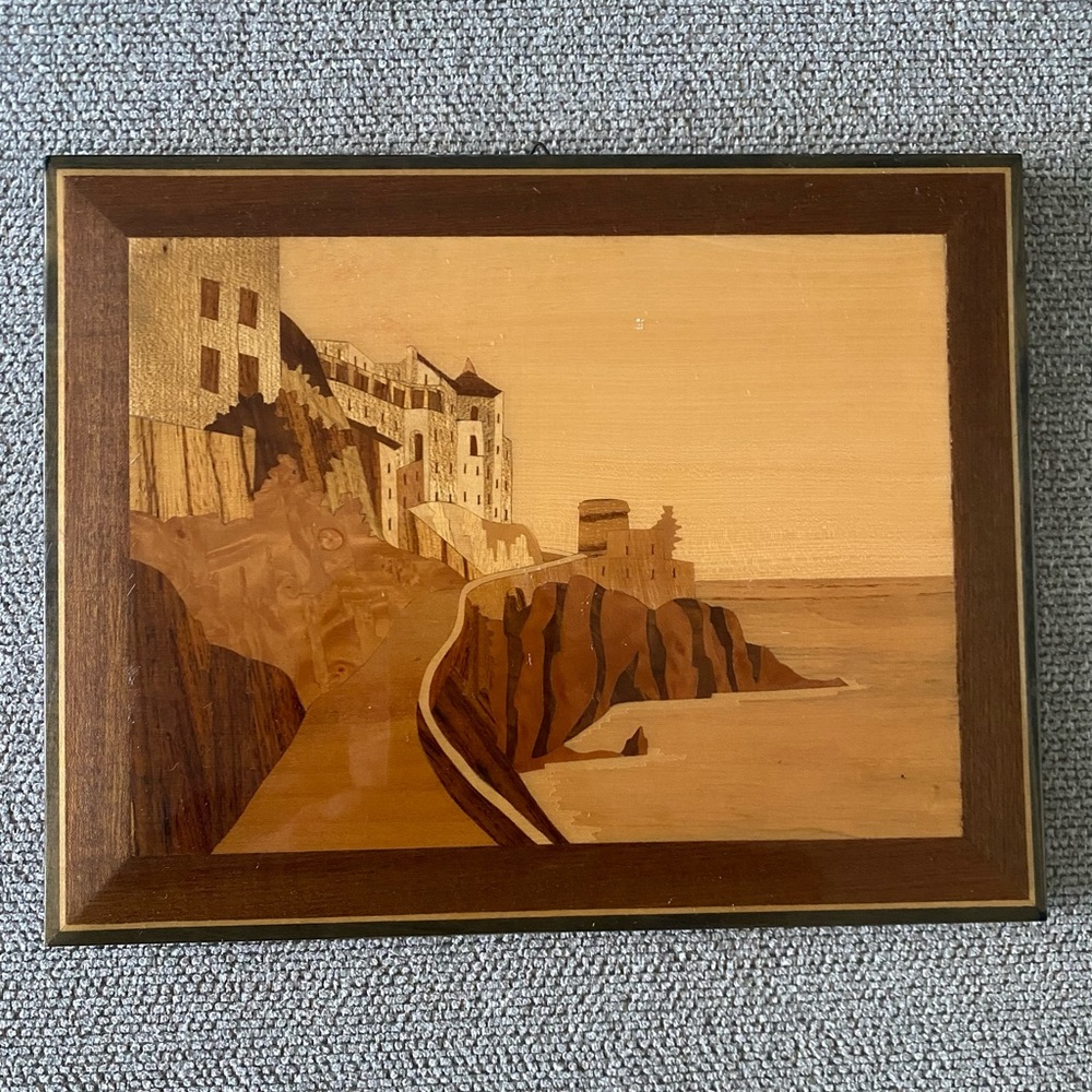 MCM Vintage Marquetry Wooden Artwork